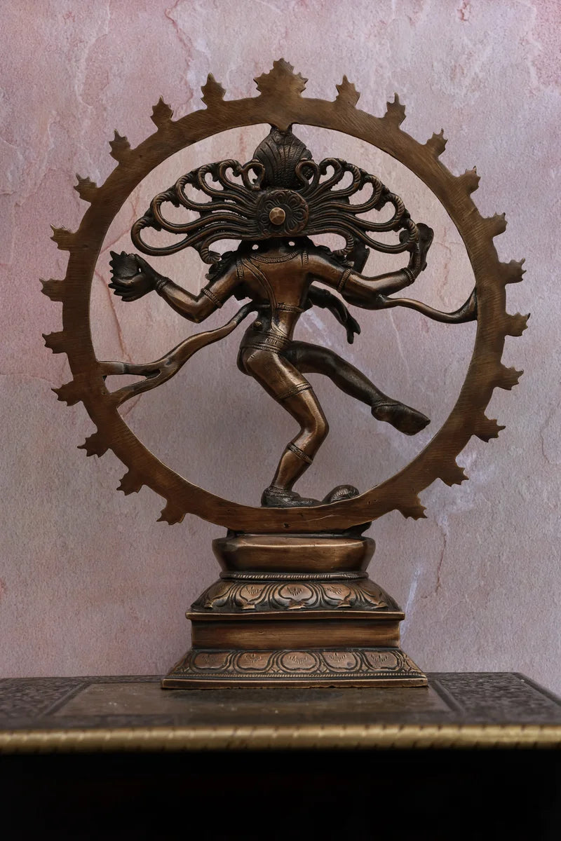 13″ Cosmic Nataraja | Antique Brown Finish | Handcrafted Brass