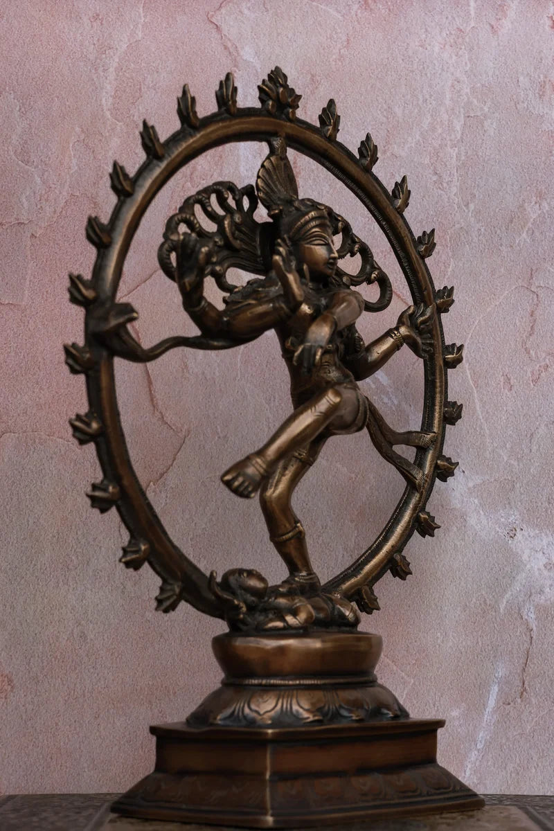 13″ Cosmic Nataraja | Antique Brown Finish | Handcrafted Brass