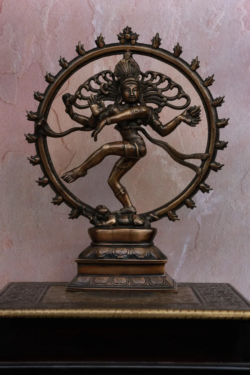 13″ Cosmic Nataraja | Antique Brown Finish | Handcrafted Brass