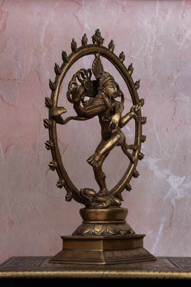 13″ Divine Nataraja | Handcrafted Brass | Antique Finish