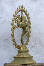 13″ Divine Nataraja | Handcrafted Brass | Dull Green Finish