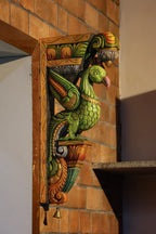 18″ Vibrant Parrot Wall Brackets for Home Décor | Handcrafted Wood Carving