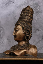 11″ Divine Parvathi Bust | Handcrafted Brass | Antique Finish