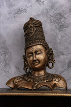 11″ Divine Parvathi Bust | Handcrafted Brass | Antique Finish