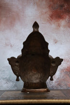 8″ Parvathi Mask (Tabletop) | Handcrafted Brass | Antique Brown Finish