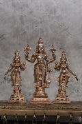 6″ Perumal Set with Sridevi &amp; Bhudevi | Handcrafted Panchaloha Idols | Polished Finish