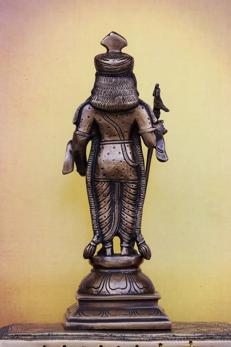 12″ Raja Alangara Murugan (Palani) | Handcrafted Brass | Antique Brass Finish
