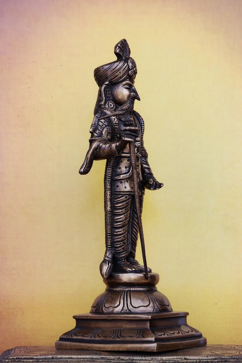 12″ Raja Alangara Murugan (Palani) | Handcrafted Brass | Antique Brass Finish