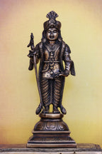 12″ Raja Alangara Murugan (Palani) | Handcrafted Brass | Antique Brass Finish