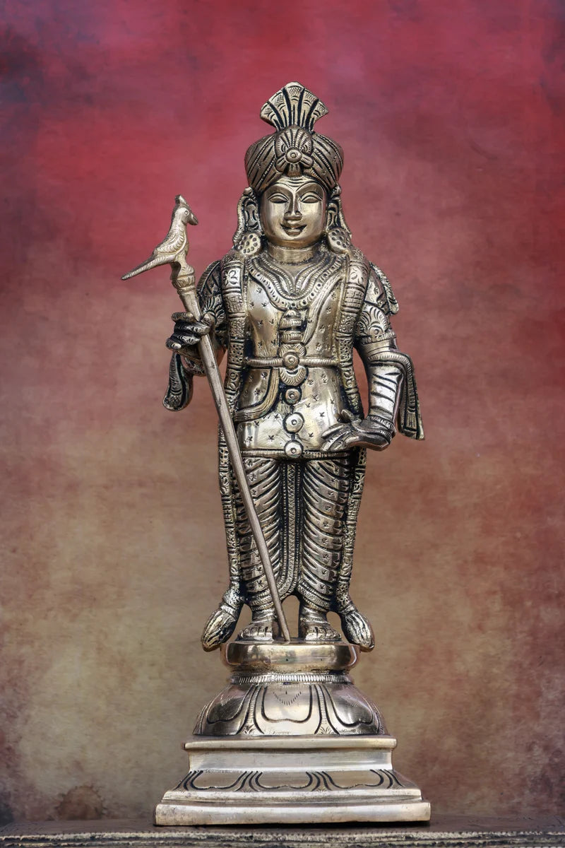 12″ Raja Alangara Murugan (Palani) | Handcrafted Brass | Polish