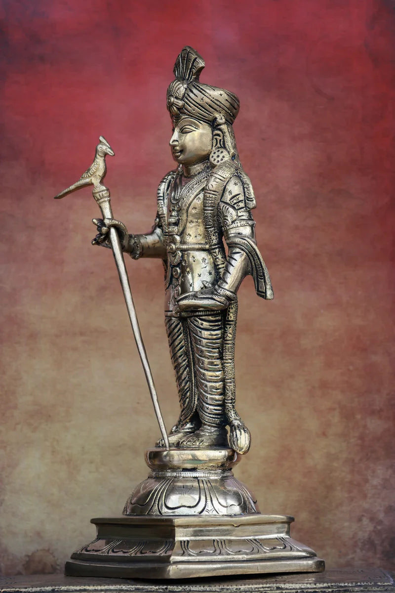 12″ Raja Alangara Murugan (Palani) | Handcrafted Brass | Polish