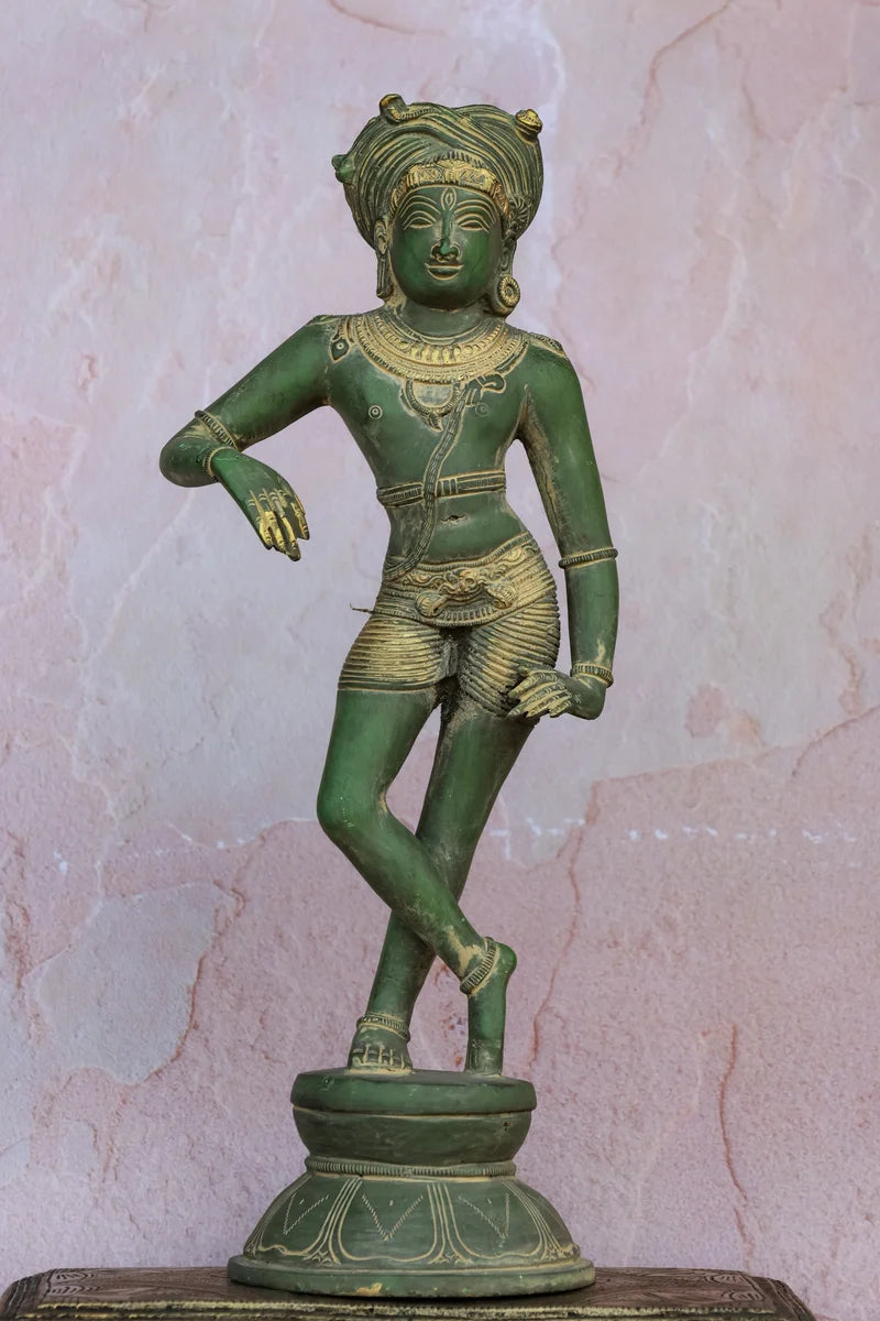 15″ Rishabadevar | Handcrafted Brass | Green Finish