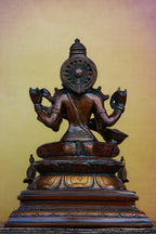 9″ Saraswathi Sitting | Handcrafted Brass | Antique Brown Finish