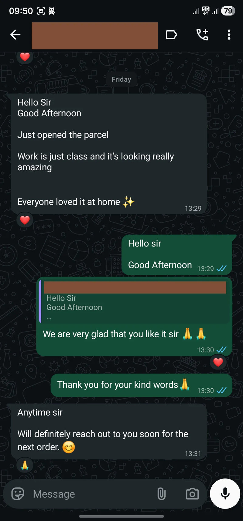 Customer WhatsApp Review