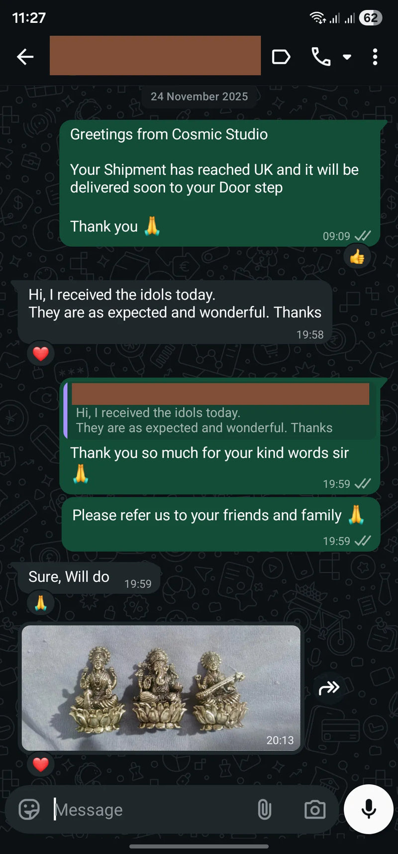 Customer WhatsApp Review