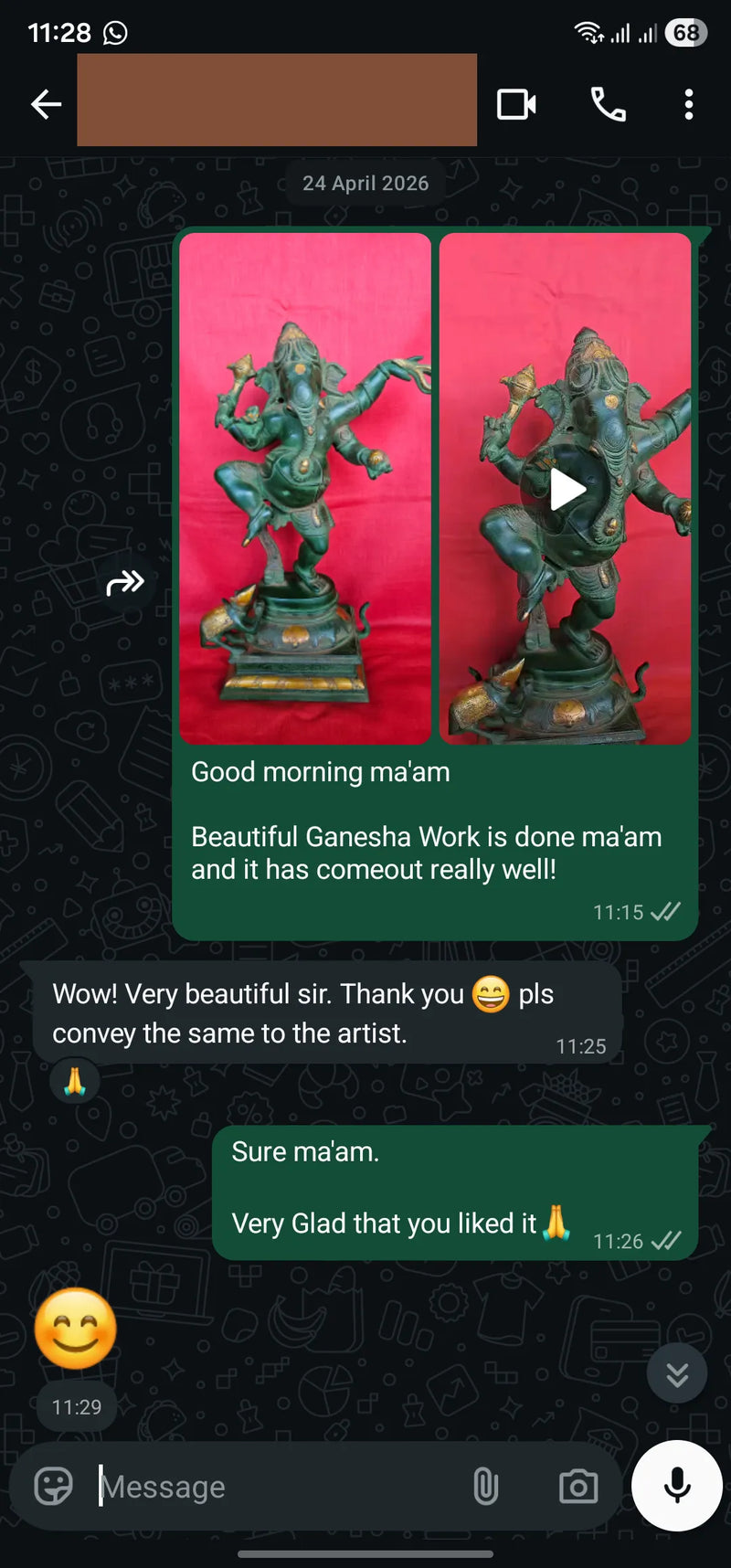 Customer WhatsApp Review