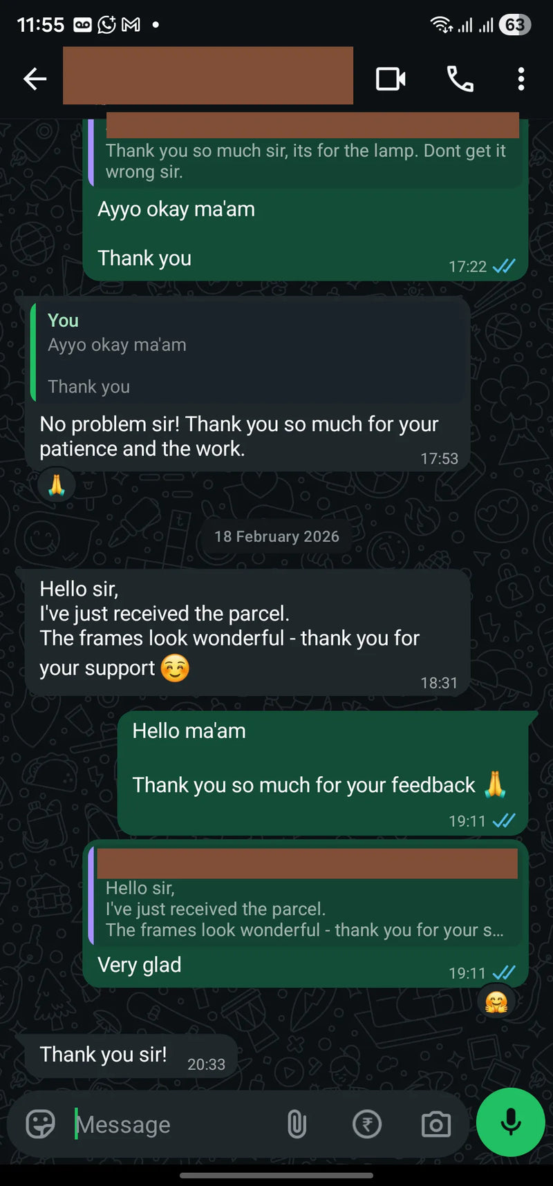 Customer WhatsApp Review