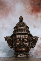 9″ Shankar Mask (Tabletop) | Handcrafted Brass | Antique Brown Finish