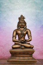 8″ Shiva in Meditation | Handcrafted Brass | Antique Brown Finish
