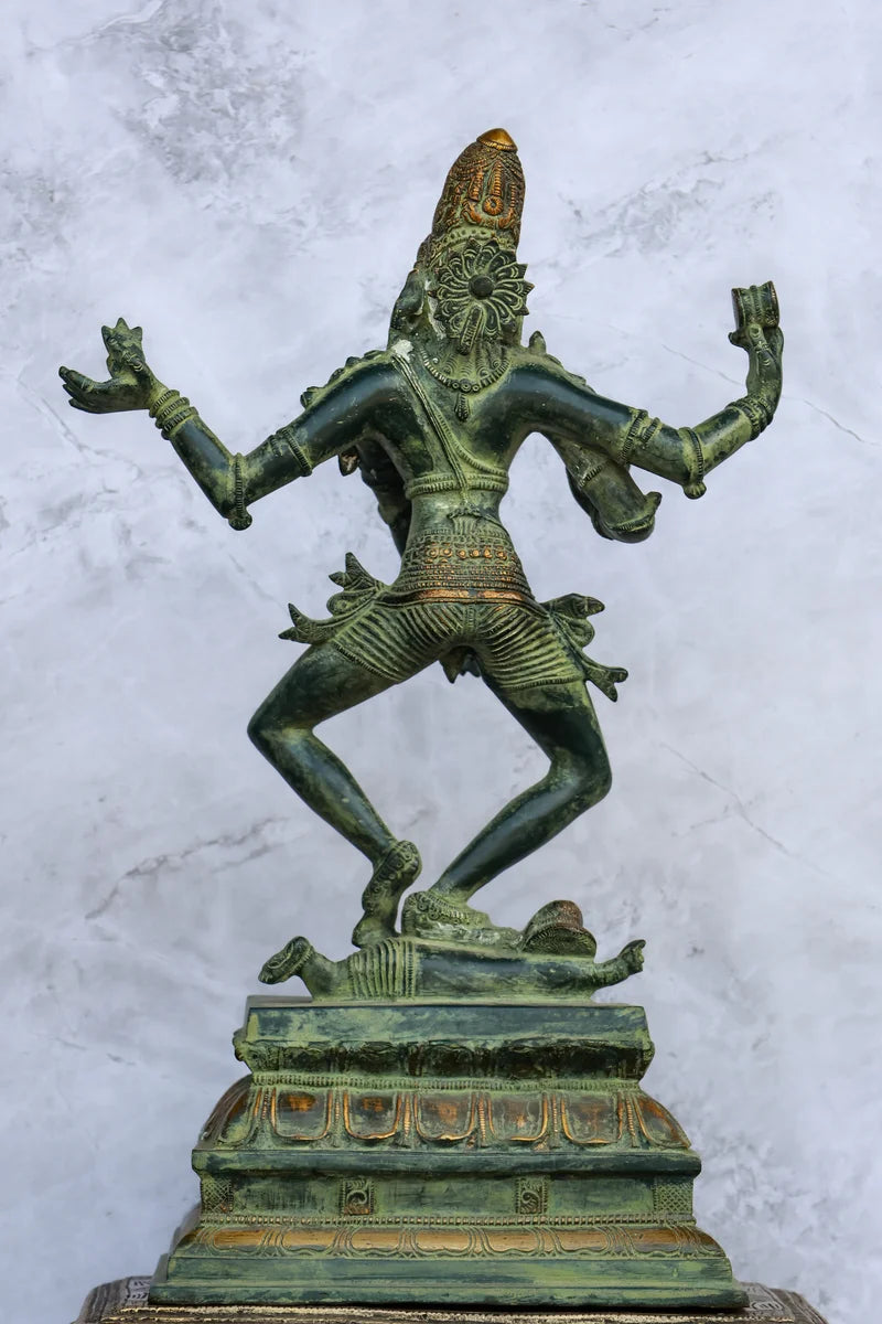 15″ Shiva Tandava | Handcrafted Brass | Green Finish
