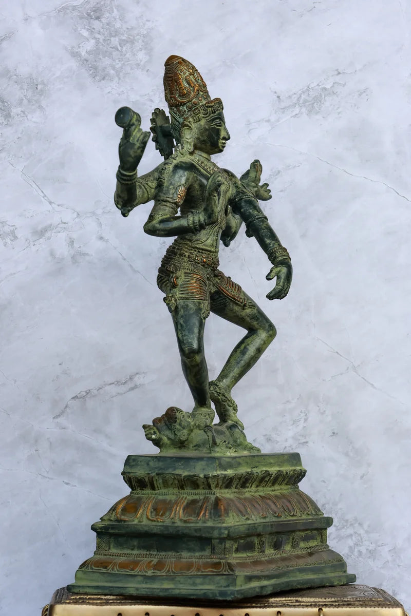 15″ Shiva Tandava | Handcrafted Brass | Green Finish