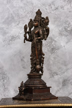 15″ Vishnu Standing | Handcrafted Brass | Antique Brown Finish