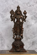 15″ Vishnu Standing | Handcrafted Brass | Antique Brown Finish