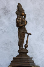 19″ Vishnu Standing | Handcrafted Brass | Brown Finish