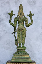19″ Vishnu Standing | Handcrafted Brass | Green Finish