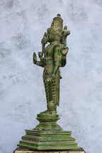 19″ Vishnu Standing | Handcrafted Brass | Green Finish