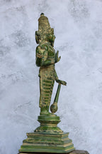 19″ Vishnu Standing | Handcrafted Brass | Green Finish