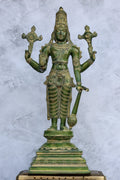 19″ Vishnu Standing | Handcrafted Brass | Green Finish