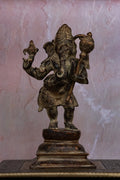 12″ Aadi Antha Prabhu (Half Ganesha - Half Hanuman) | Handcrafted Brass | Antique Brown