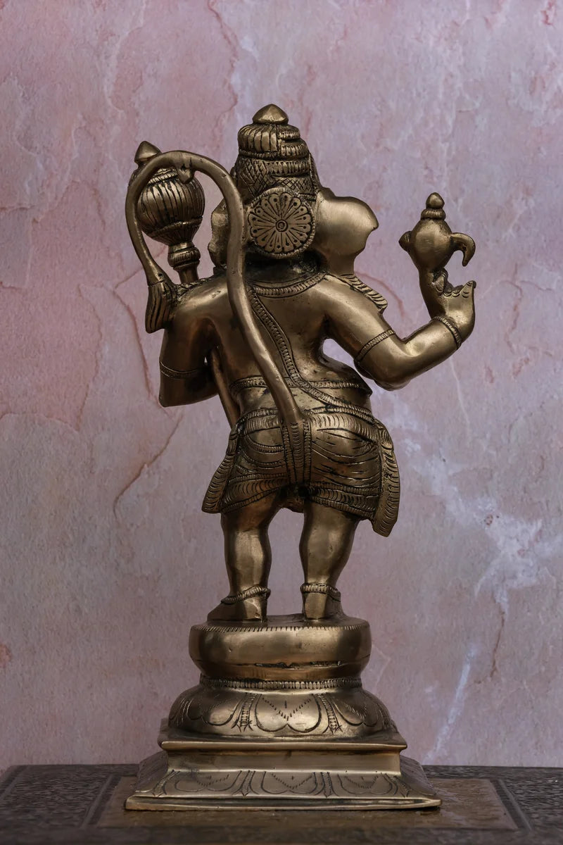 12″ Aadi Antha Prabhu (Half Ganesha - Half Hanuman) | Handcrafted Brass