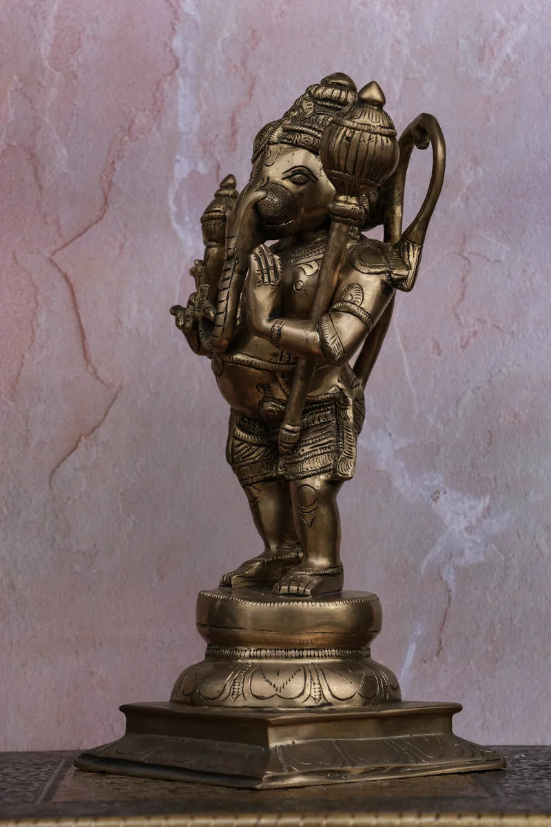 12″ Aadi Antha Prabhu (Half Ganesha - Half Hanuman) | Handcrafted Brass