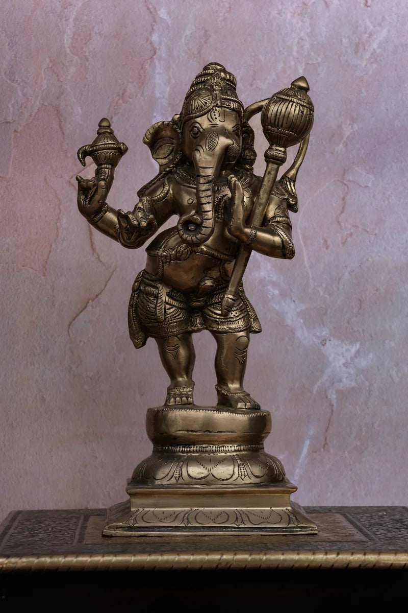 12″ Aadi Antha Prabhu (Half Ganesha - Half Hanuman) | Handcrafted Brass