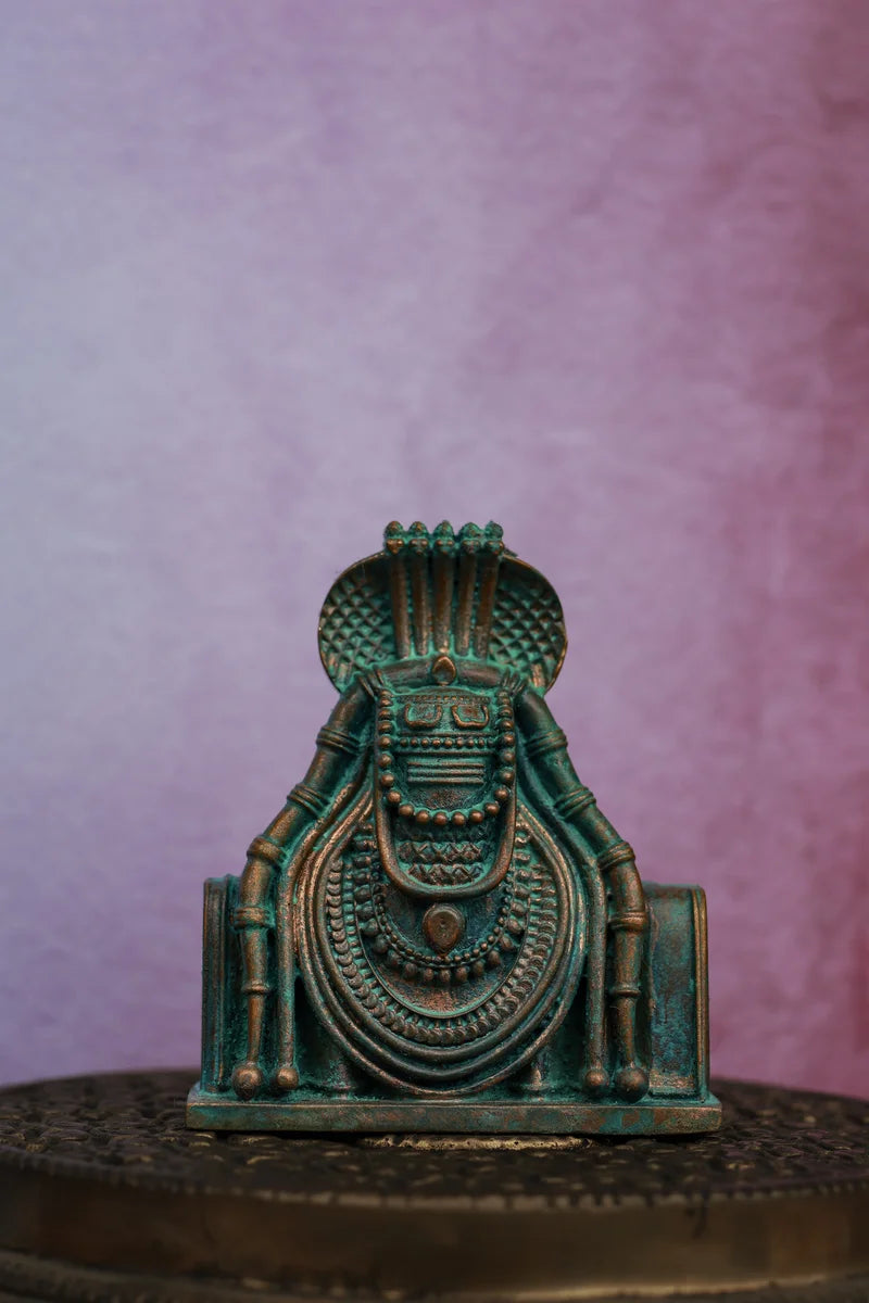 3″ Annamalaiyar Arunachaleswarar Lingam with Naga Hood | Handcrafted Panchaloha | Green Patina