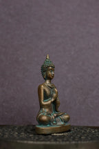 3″ Buddha in Namaskara Mudra | Handcrafted Panchaloha | Green Patina Finish