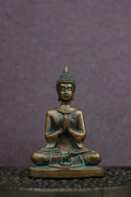 3″ Buddha in Namaskara Mudra | Handcrafted Panchaloha | Green Patina Finish