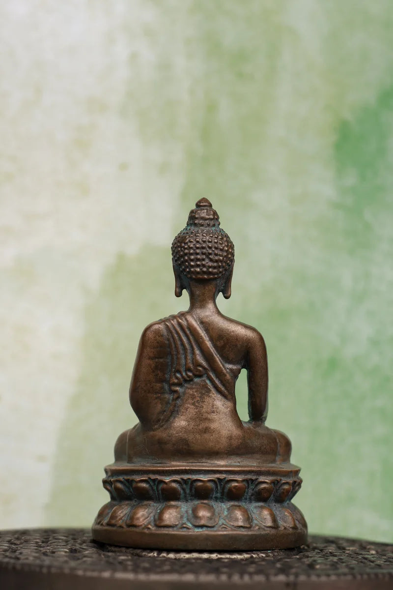 3″ Meditating Buddha | Handcrafted Panchaloha | Green Patina Finish