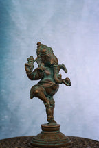 4″ Dancing Ganesha | Handcrafted Panchaloha | Green Patina Finish