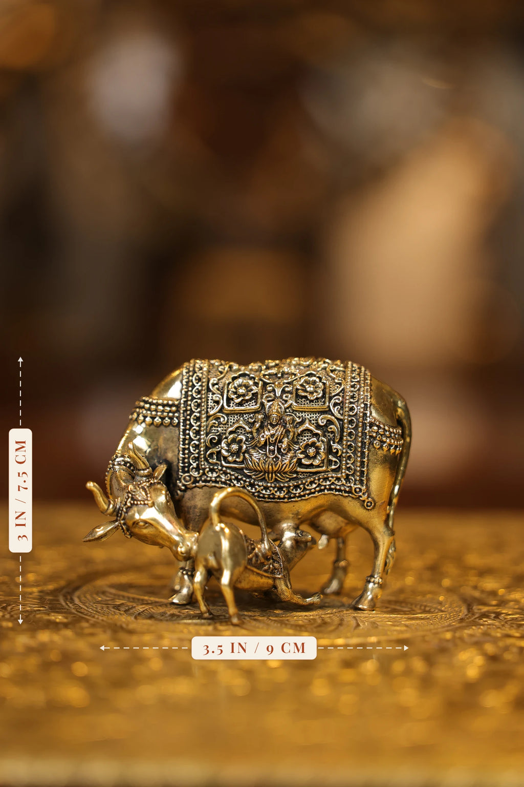 3″ Cow and Calf | Super Fine Brass | Polished Finish — size and dimensions