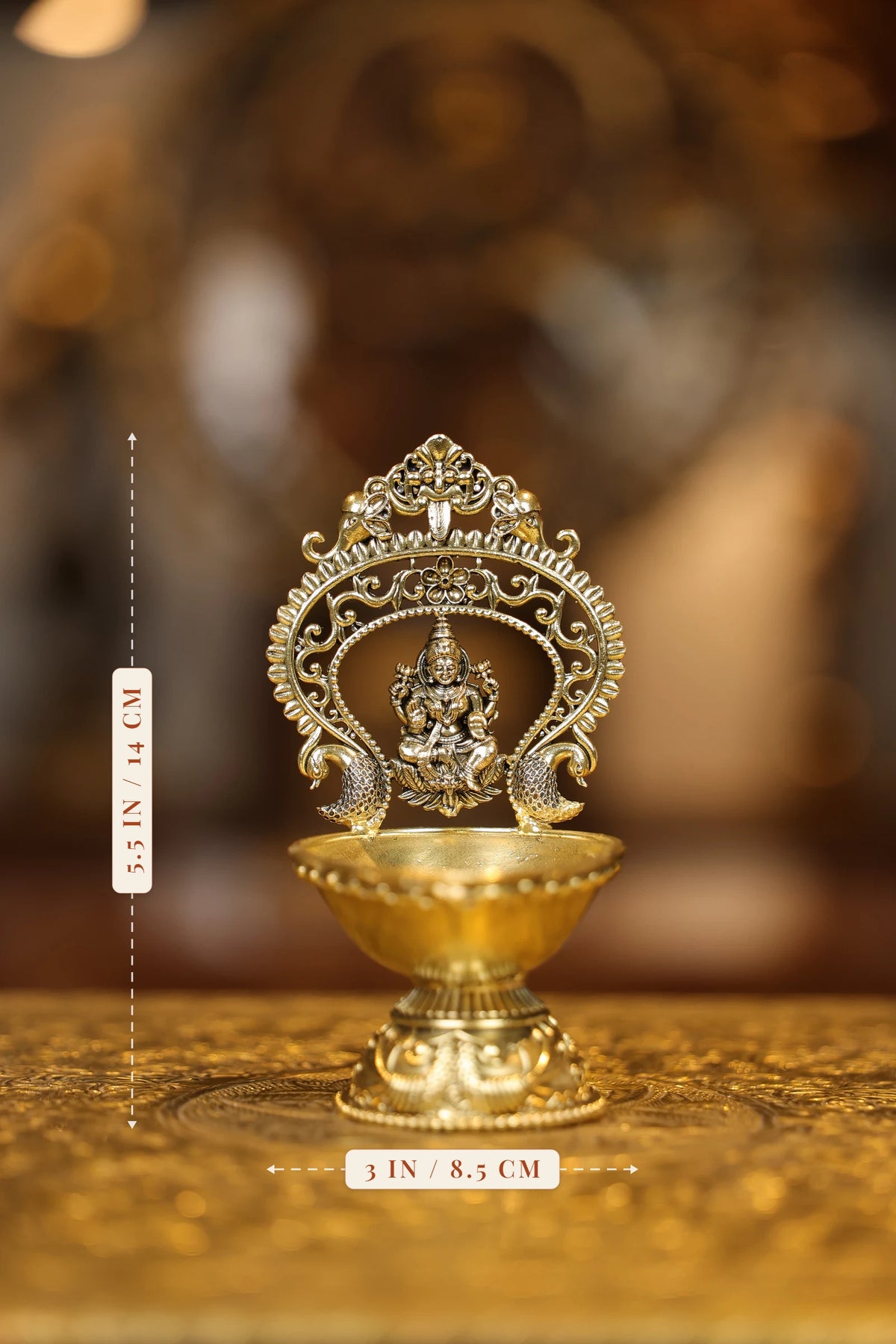 5.5″ Lakshmi Arch Lamp | Super Fine Brass | Polished Finish — size and dimensions