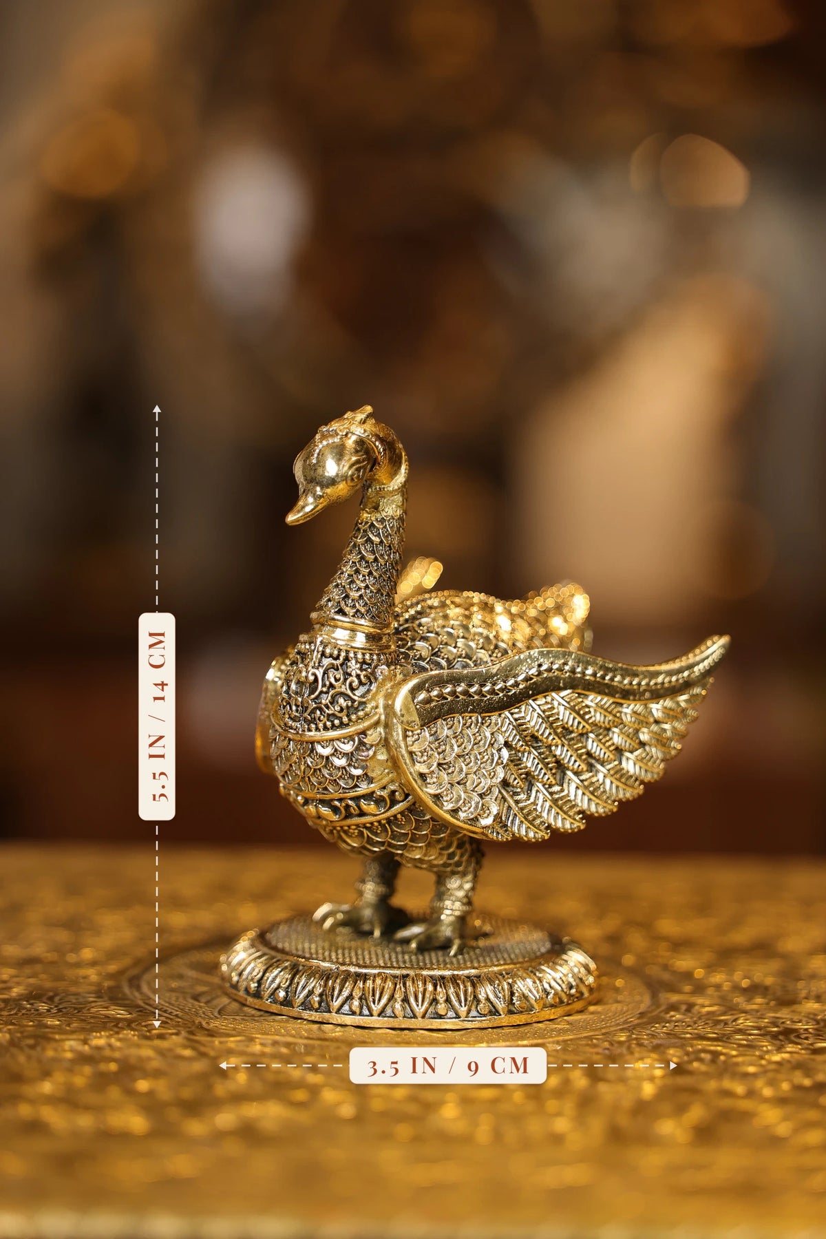 5″ Bird | Super Fine Brass | Polished Finish — size and dimensions