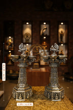 14″ Aasthalakshmi SPL Annam Kuttuvillaku Pair | Super Fine Brass | Polished Finish — size and dimensions