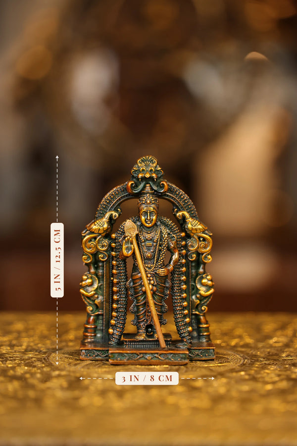 5″ Murugan with Arch | Super Fine Brass | Double Chola Finish dimensions