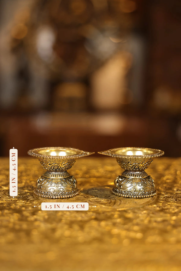 Agal Lamp Engraving Base Pair | Super Fine Brass | Polished Finish dimensions
