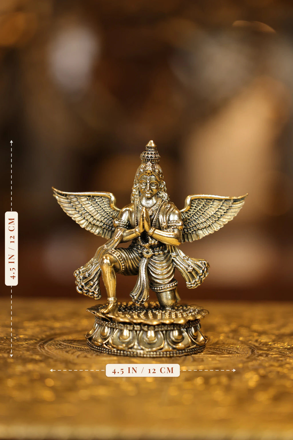 4″ Garudhan Kneeling | Super Fine Brass | Polished Finish — size and dimensions