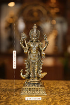 9″ Standing Murugan with Peacock | Super Fine Brass | Polished Finish — size and dimensions