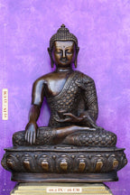 13″ Sitting Buddha | Handcrafted Brass | Antique Brown Finish — size and dimensions